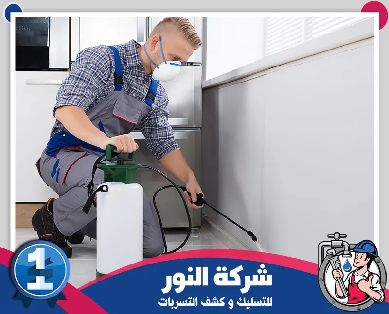 مكافحة الصراصير بالدمام | شركة النور | 0546824999 فني مكافحة حشرات بالدمام يستخدم معدات الرش لمعالجة أماكن انتشار الآفات داخل المنزل بفعالية.