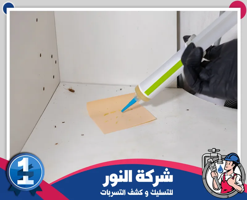 مكافحة النمل الابيض بالجبيل | شركة النور للتسليك تطبيق جل مكافحة الصراصير داخل الخزائن والشقوق لاستهداف بؤر الإصابة بدقة.