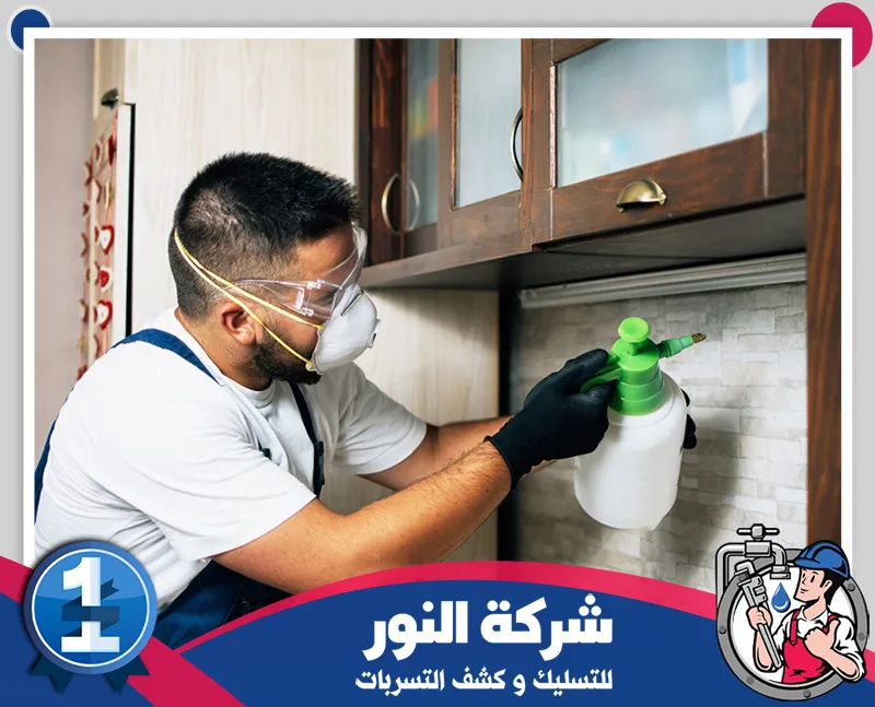 مكافحة الوزغ بالاحساء | شركة النور مكافحة الحشرات المختبئة خلف خزائن المطبخ برش موضعي يستهدف الشقوق والفواصل ويحد من تحركها داخل المنزل
