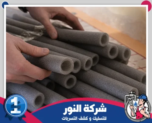 شركة عزل مواسير المياه من الحرارة بصفوي 0546824999 النور أسطوانات الفوم العازلة المستخدمة في عزل المواسير لتقليل استهلاك الطاقة وضمان أداء أفضل للأنظمة.